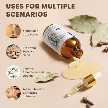 HIQILI 1 Fl Oz Clove Oil for Teeth and Gums, Oral Care, DIY Clean Spray, Aromatherapy - 30ml