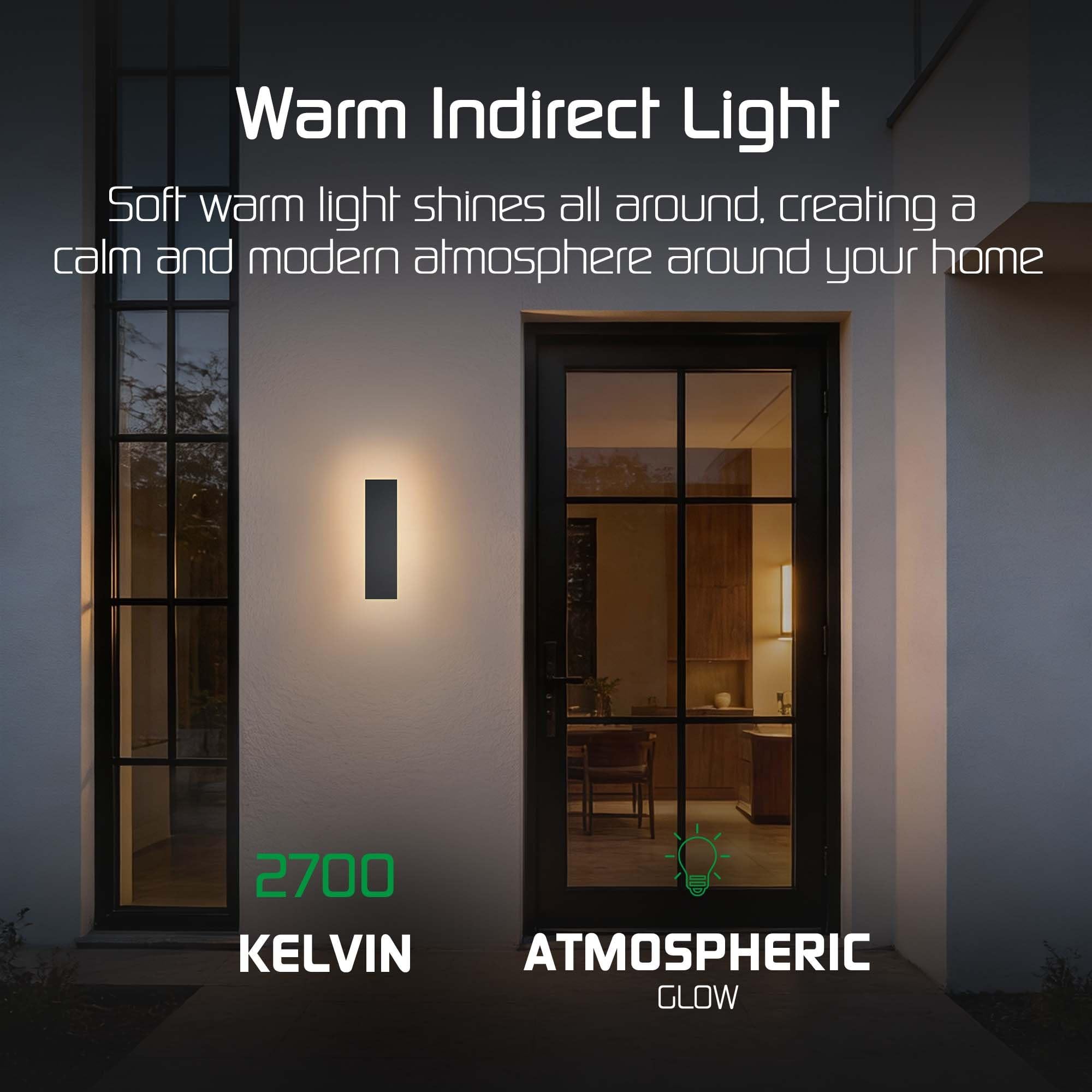 Ledvion - Aplicación de pared exterior LED larga Villa, 30 cm, Ip65, 6W, Noir, Blanco cálido, 2700K, Aluminio y acrílico, interior y exterior, aplique exterior, lámpara de pared exterior