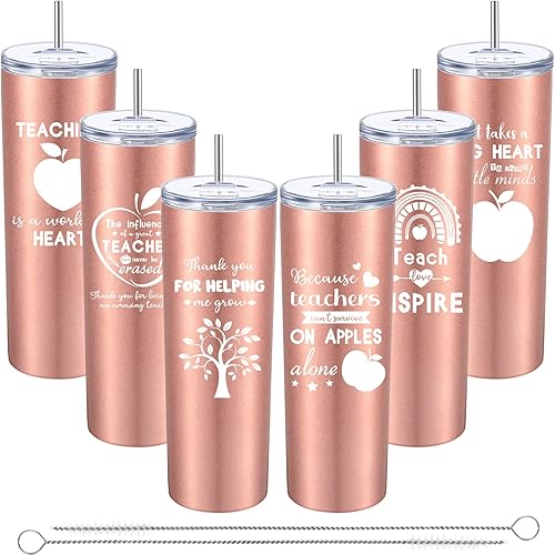 Gerrii 6 piezas de regalos de agradecimiento para profesores para mujeres, vaso de acero inoxidable de 20 onzas, regalos de agradecimiento, taza