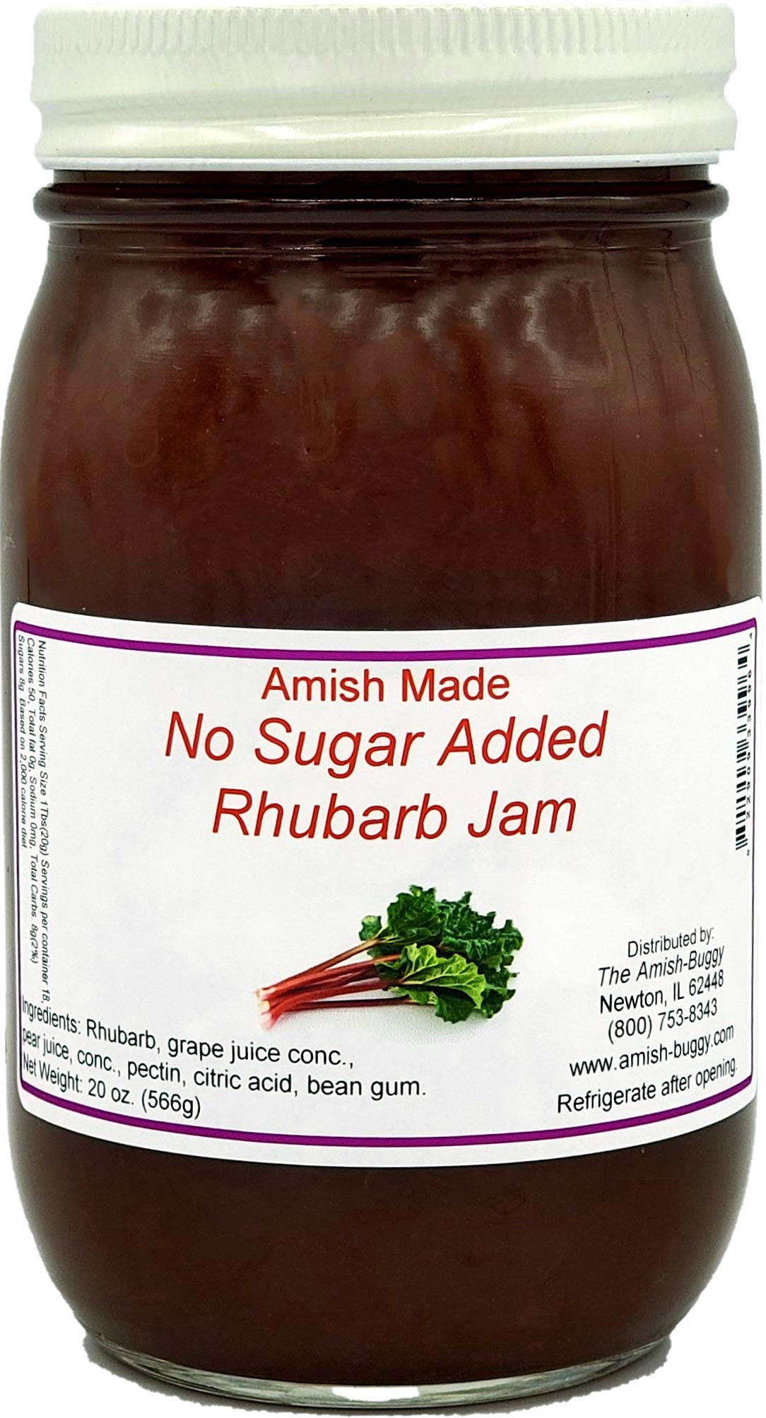 Amish Jam - No Sugar Added - 16 Oz Jar (Rhubarb)