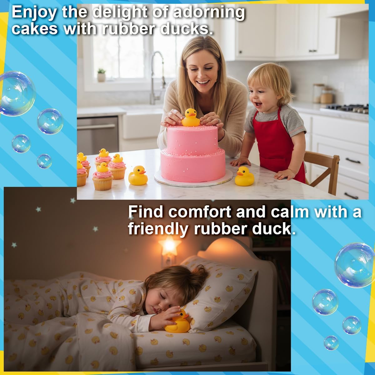 Waterproof No Squeak No Hole No Bebe Noise 20 Pcs 3 Inch Rubber Funny Yellow Ducky Duck Bath Pool Toy Without Hole for Kid Shower Bathtub Toy Birthday Party Decor Cake Topper in Bulk