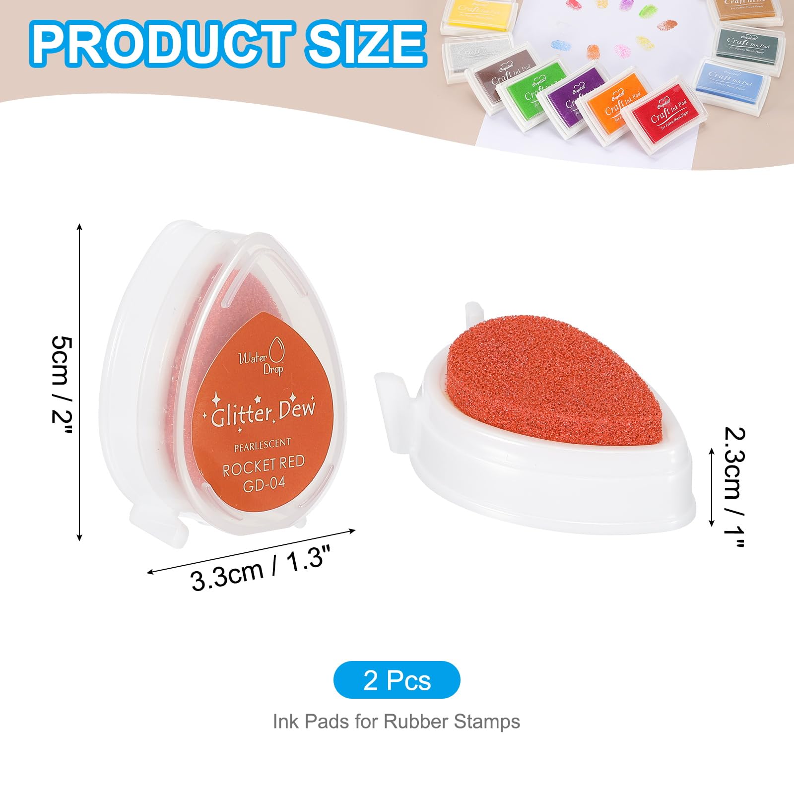PATIKIL Craft Ink Pads for Stamps 2 Pcs Washable Finger Print Ink Stamp Pad Color DIY Rainbow for Rubber Stamps Paper Scrapbooking Fabric Wood - Image 2