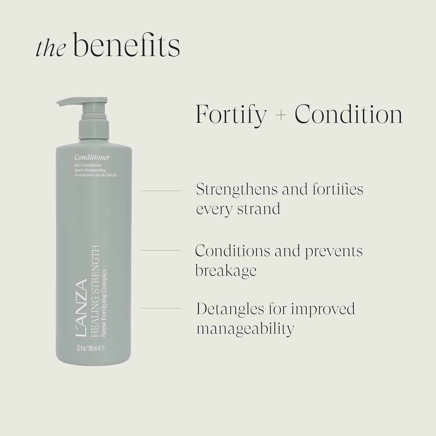 L'ANZA Healing Strength Conditioner, Anti Aging Daily Conditioner, Strengthens & Repairs Damaged Hair, Moisturizes, Detangles, Adds Shine, Color Safe, Anti-Humidity, Sulfate Free