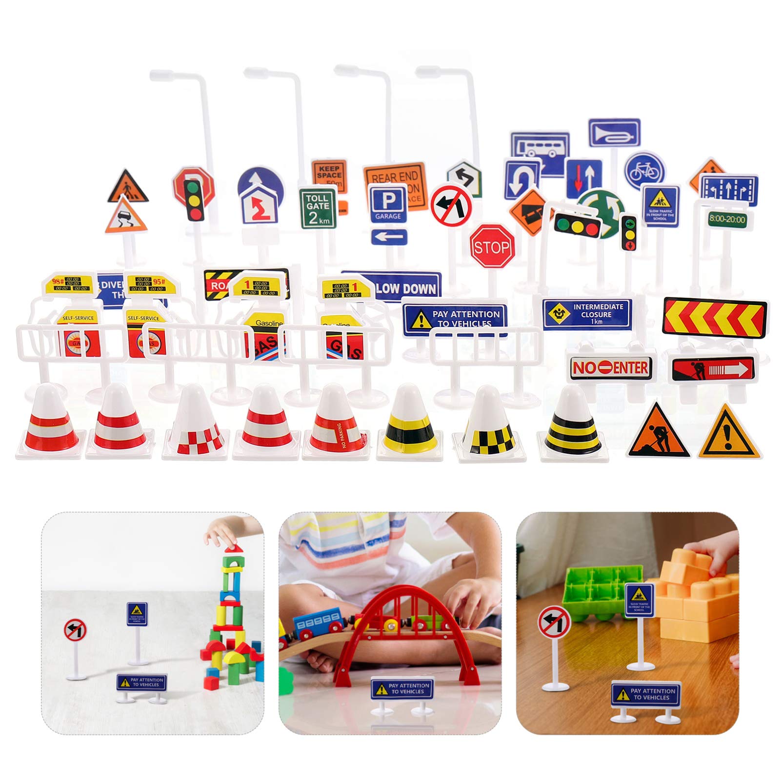 Toyvian Jouet De Panneau De Signalisation Routière 168 Pièces Jouet Cognitif pour Enfants Apprentissage des Règles De Circulation Et De La Sécurité Jeu Interactif Parent-Enfant