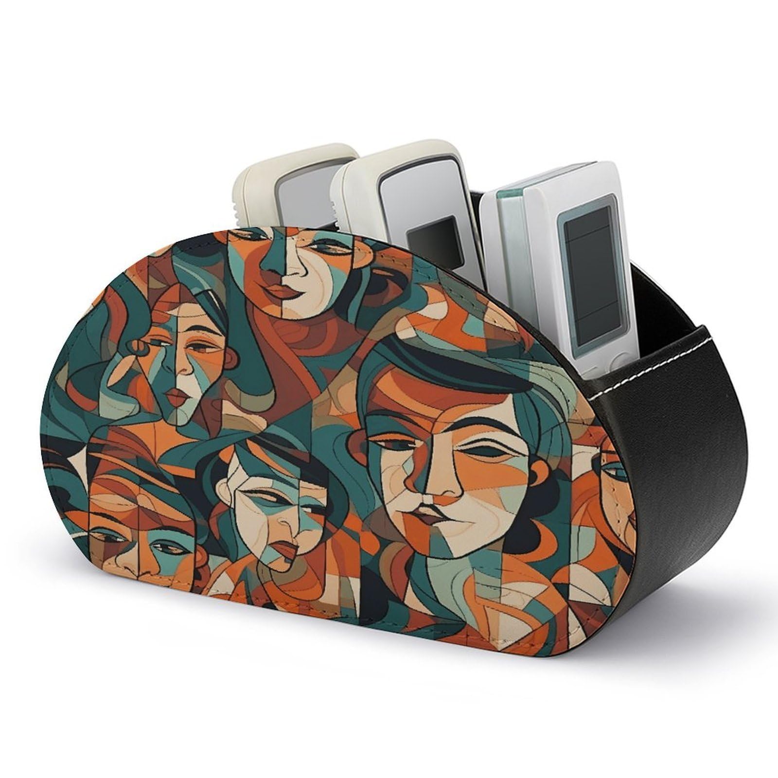 Btcowzrv Style Human Face Pattern Remote Control Holder With 5 Compartments