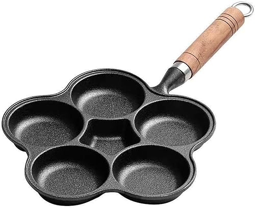 AKPND Sartén para huevos sin óxido, con mango resistente al calor y apto para cocinar, sartenes de cocina de cinco tazas, sartén antiadherente,