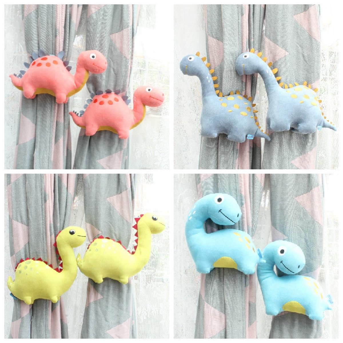 Embasses pour Rideaux, Lot de 2 Sangles Fixation for Rideaux en Forme d'animaux Dessin animé, avec Bouton élastique et Accessoires Corde(Gray)