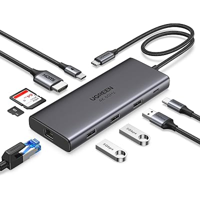 UGREEN Revodok Pro 109 USB C Hub 9 in 1 10Gbps USB C 3.2 & USBA 3.2 4K HDMI, 100W Power Delivery, SD/TF Card Reader Gigabit Ethernet for MacBook Neo/Pro/Air, iPhone 16 15 Pro/Max, Thinkpad and More