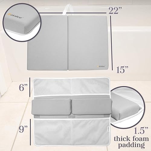 Miniatura 2 de Rodilleras de baño, juego de rodilleras y coderas de baño para bebé, rodilleras para bañar bebés (gris, XL (22 x 15 pulgadas)