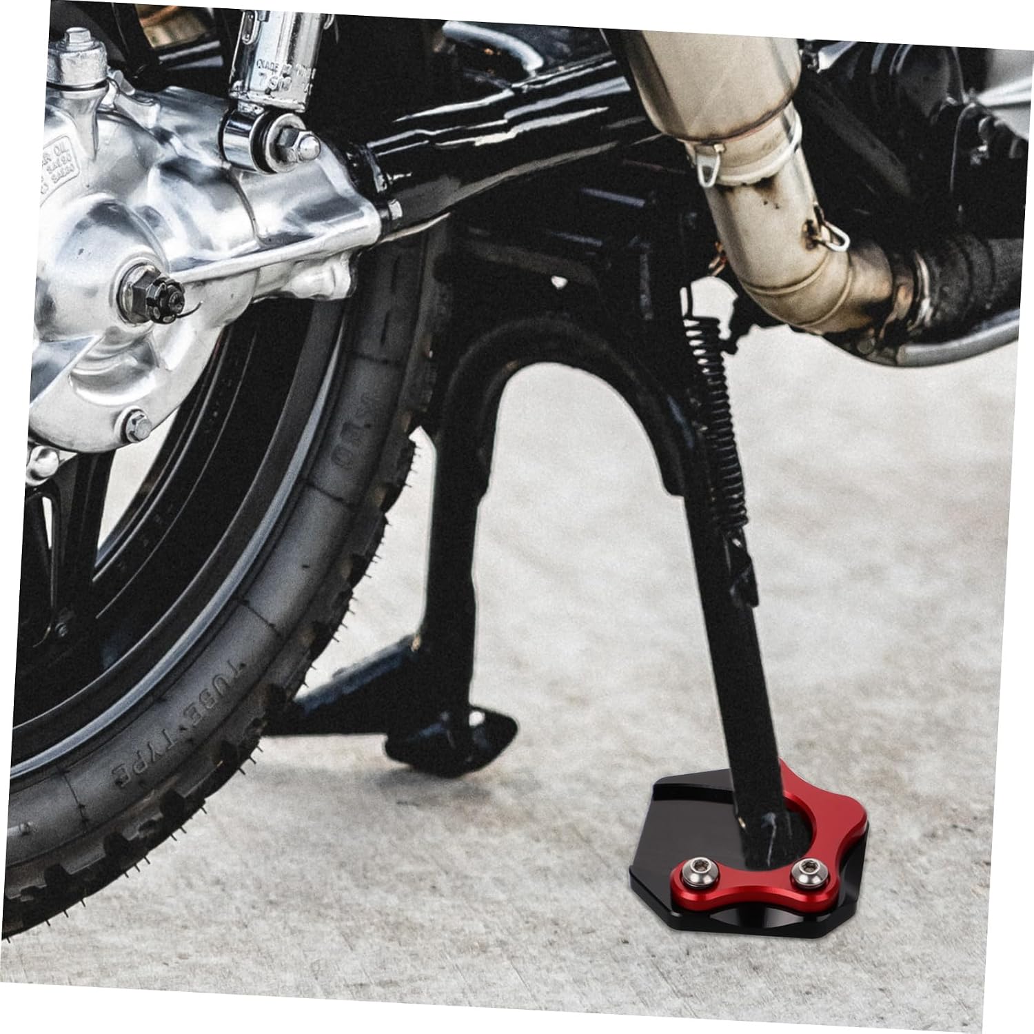 Motorcycle Kickstand Foot Extension Pad Red Aluminum Alloy Stability
