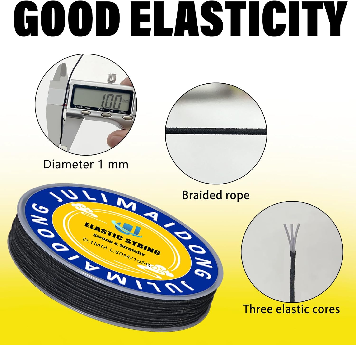 3 Rolls 1.0 mm 255 Feet Rainbow/White/Black Elastic Bracelet Stretchy String Cord, Stretch Bead Cord for Bracelets Jewelry Making, Necklaces, Beading and Crafts - Image 3