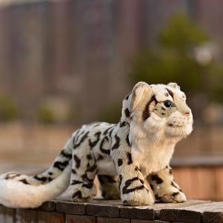 Simulated Snow Leopard Plush Toy Stuffed Animal Leopard Doll with Aluminum Wire on its Limbs to Stand Firmly on the Table (No Aluminum Wire on Limbs)