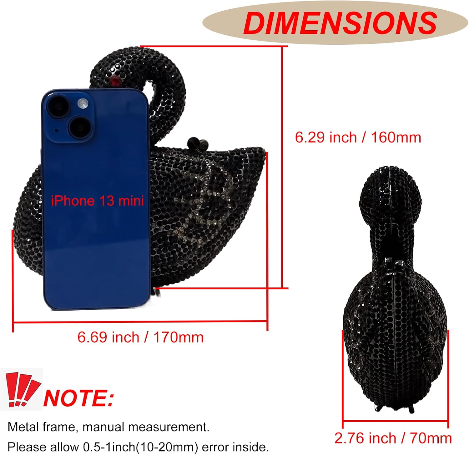 Elegant Swan Evening Purse Animal Crystal Clutch Women Minaudiere Handbag Party Luxury Rhinestone Bag | Animal Crystal