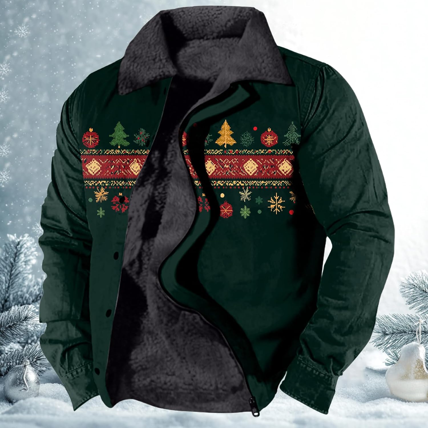 Trucker Jacket for Men American Flag Patriotic Full Zip Fleece Sherpa Novelty Heavyweight Big And Tall Jackets - Image 2