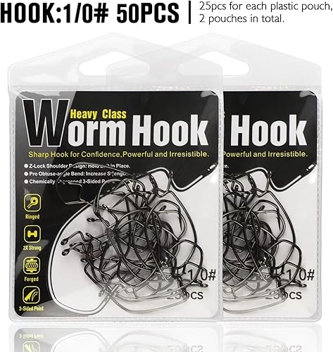 Miniatura 8 de Dovesun EWG - Ganchos de gusano compensados de Texas Rig Hooks Bass Hooks 100 unidades50 ganchos de pesca para agua dulce y salada 1 # 10 20 30 40