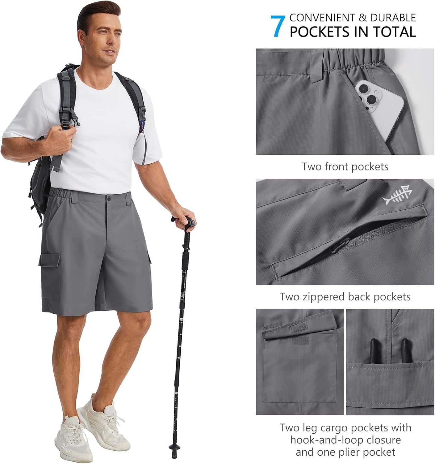 Bassdash Men's 9" Hiking Cargo Shorts Quick Dry, UPF 50+, Lightweight, Stretch for Fishing Kayaking Camping Casual FP11M