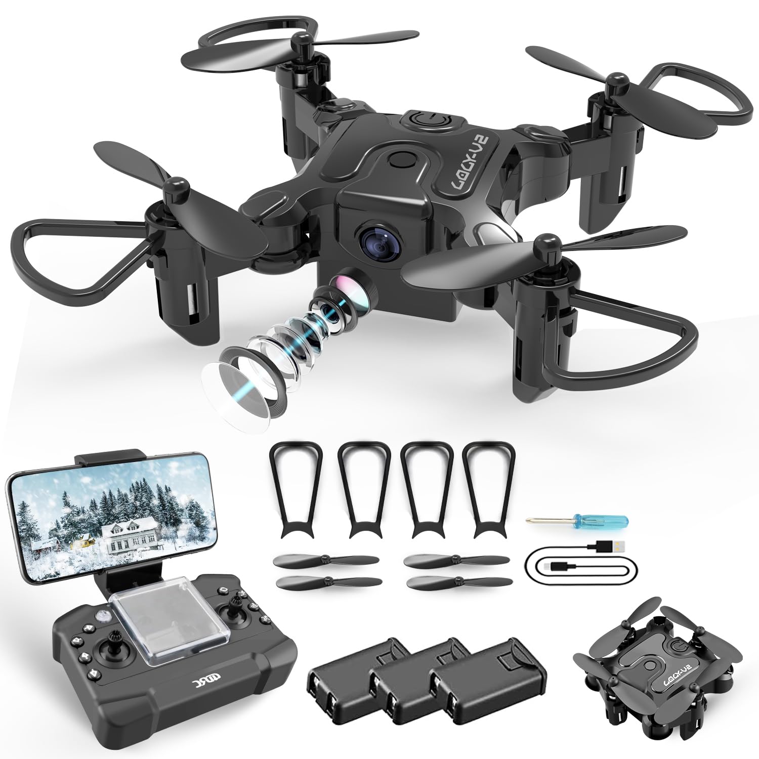 4DRC Mini Drone with 720p Camera for Kids and Adults, FPV Drone Beginners RC Foldable Live Video Quadcopter,App Control,3D Flips and Headless Mode,One Key Return,Altitude Hold,3 Modular Batteries