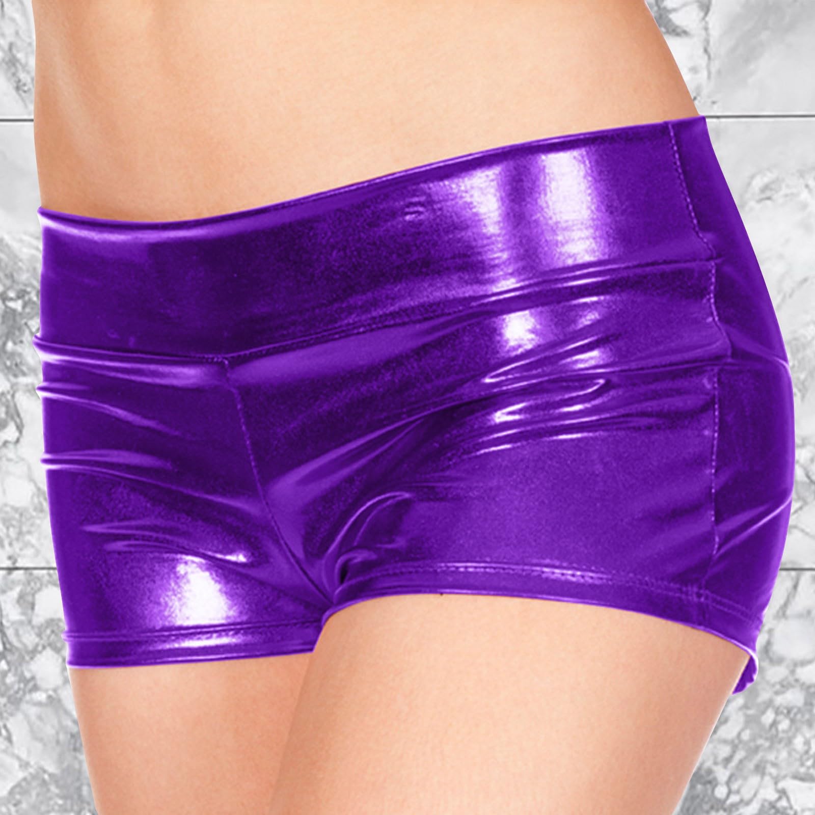 Disfraz de carnaval 2026 metálico, pantalones cortos de baile de imitación para mujer, ropa interior corta