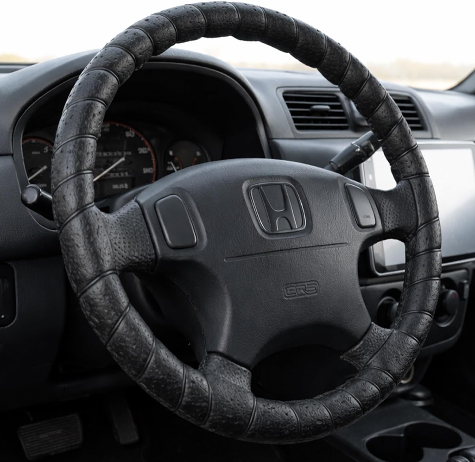 Black Lace-On Steering Wheel Cover Grip Classic Stretch Accessory Auto Vehicle
