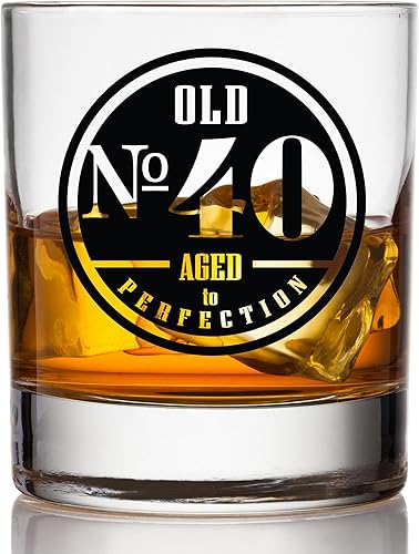 Miniatura 5 de Vaso de whisky Old No. 40 para hombres, regalos de 40 cumpleaños para él, cristal escocés único, decoraciones de cumpleaños 40 y suministros para