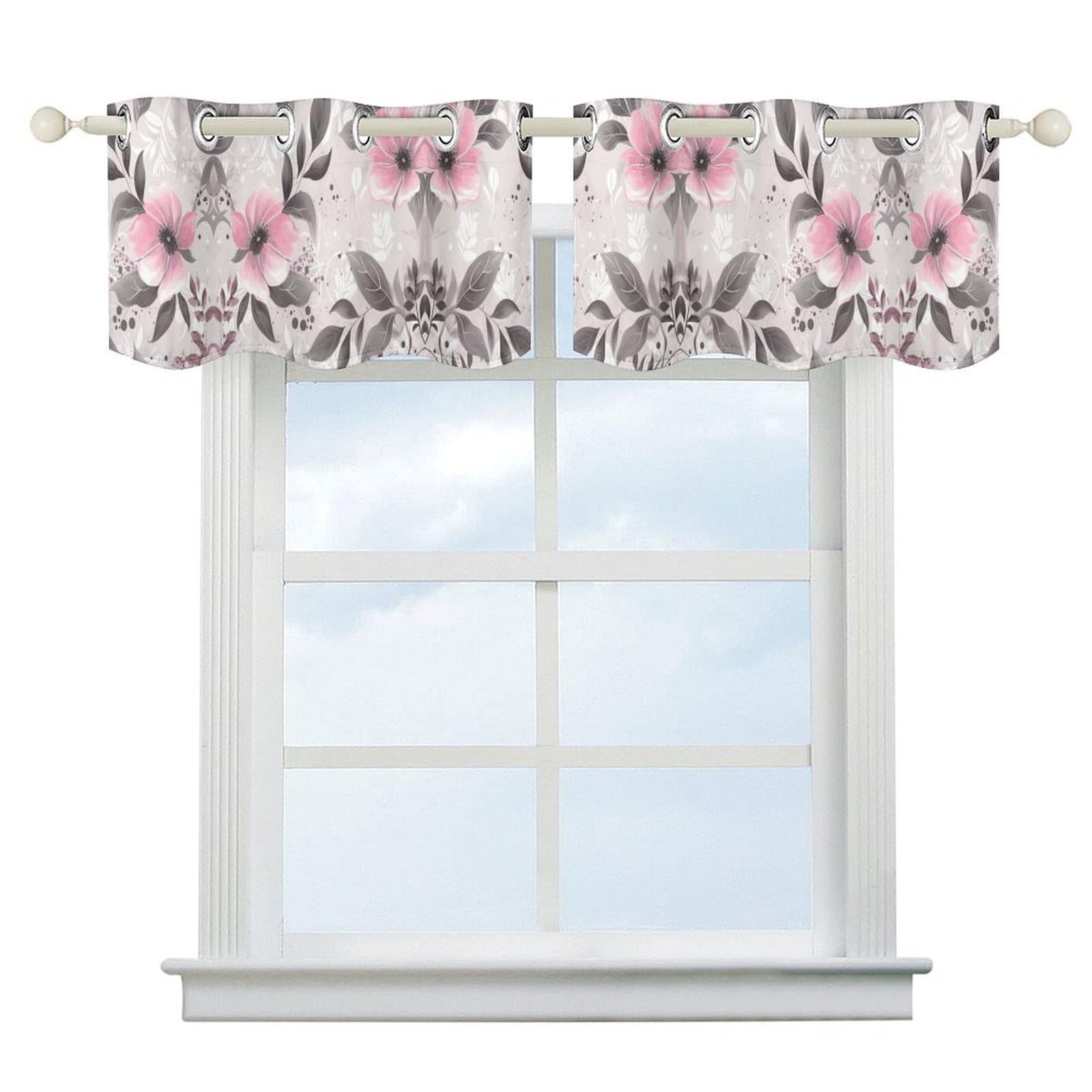 Cantonnière de fenêtre de cuisine motif fleurs pour déco moderne