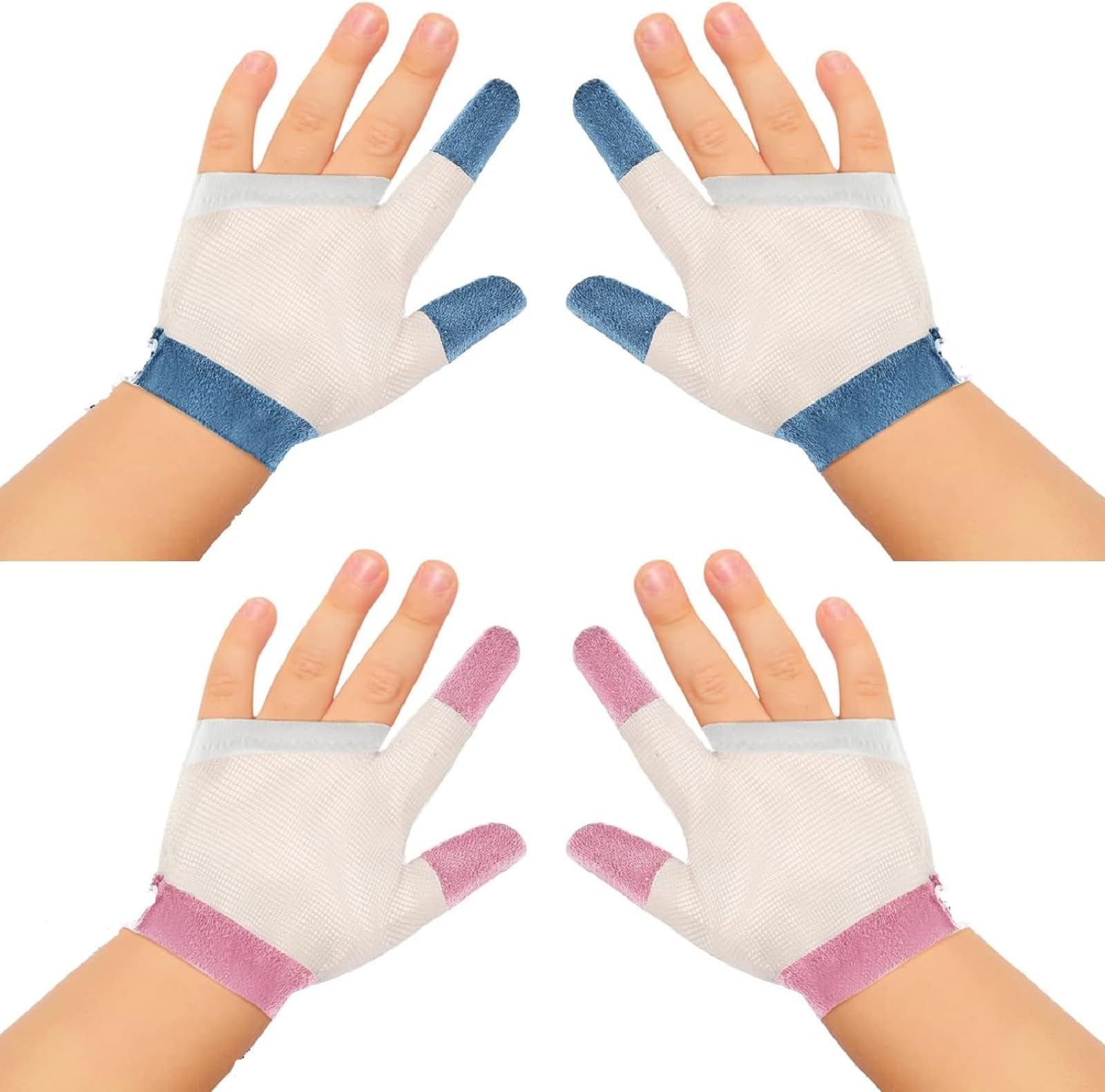 2 Pairs Baby Stop Thumb Sucking Finger Guard Kid Infant Stop Thumb Sucking Kit Soft Mesh Fabric Stop Sucking Glove No Scratch Breathable Finger Thumb Protector (for 15 Months to 1 Years Old)