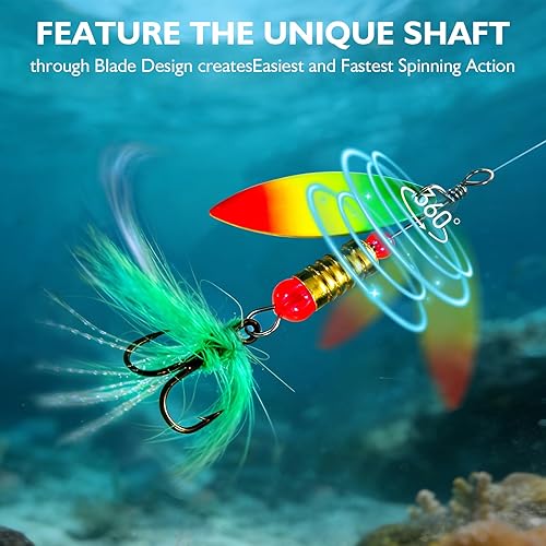 Miniatura 2 de Señuelo de pesca con cebos giratorios para agua dulce y salada, señuelos de pesca de trucha lubina 2026 también para lucios de salmón crappie A-12