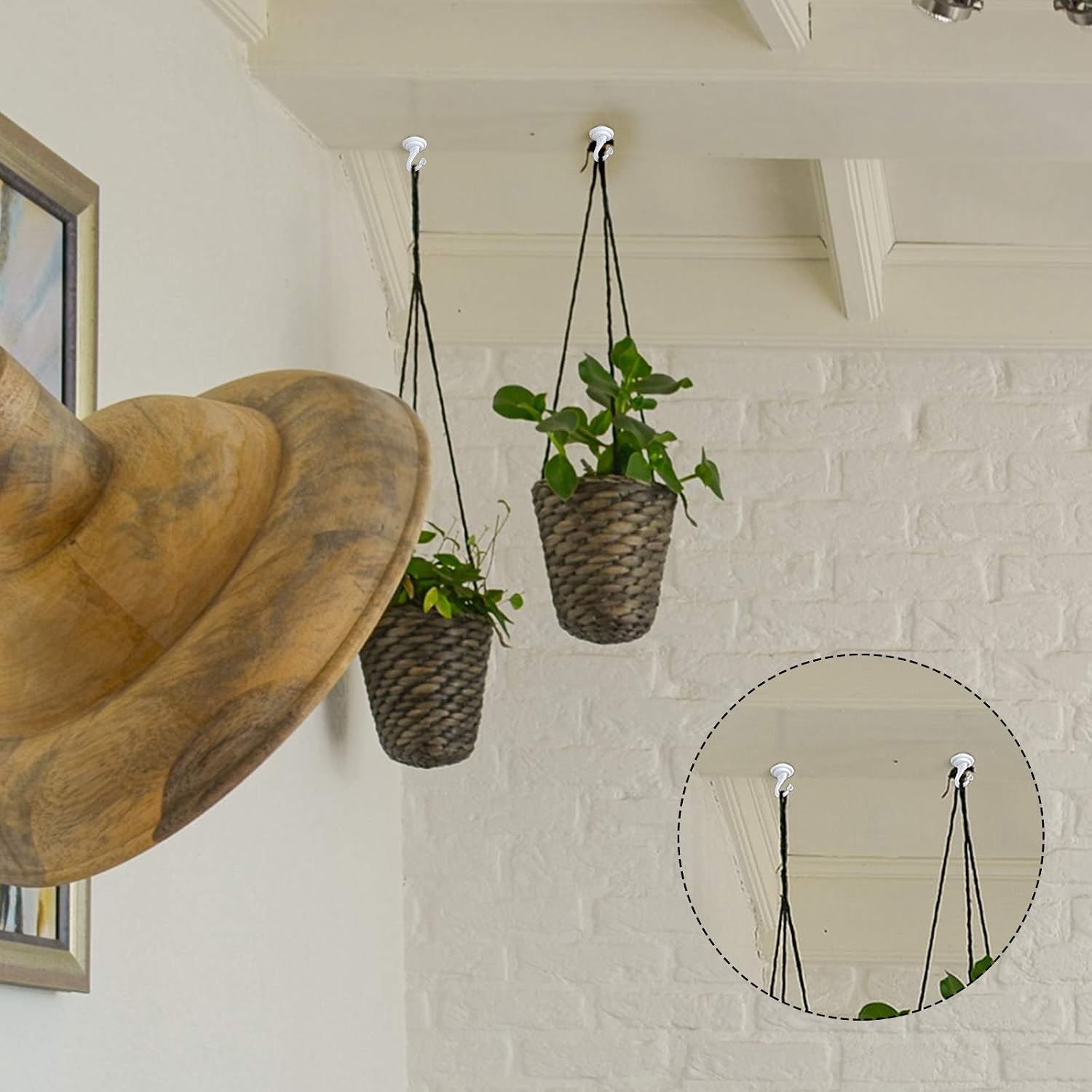Ripeng 2 Pieces 40mm/1.57 Inch Swag Ceiling Hooks Wall Hook Heavy Duty Swag Hook Indoor Outdoor for Hanging Plants Chandelier (White)