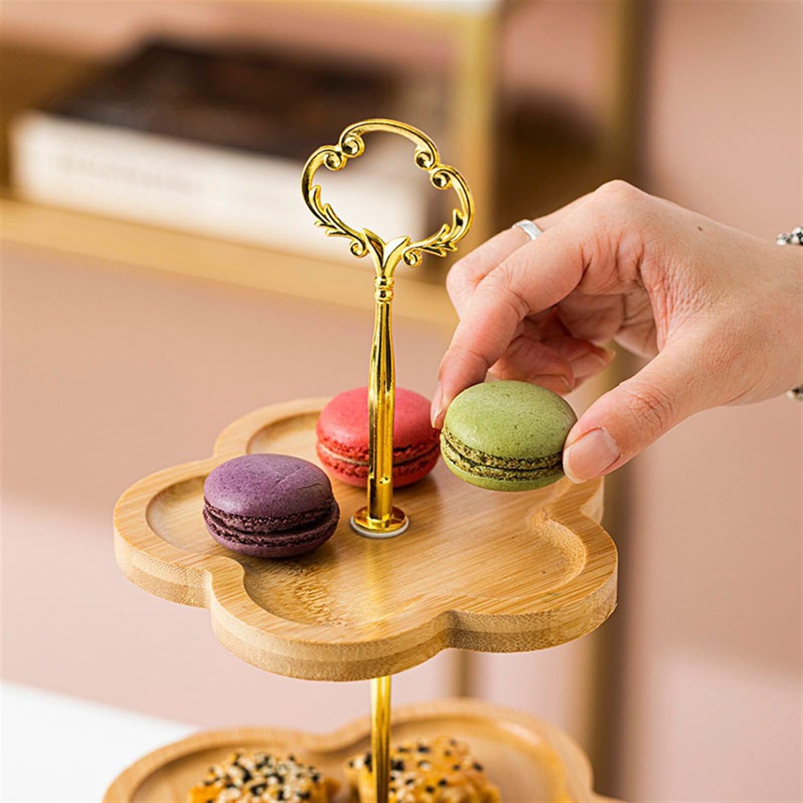 Soporte para postres, Bandeja para Pasteles de Dos o Tres Capas, Bandeja para Dulces, Dim Sum, cafeterías, pastelería, exhibición de Pan y postres, Bandeja para