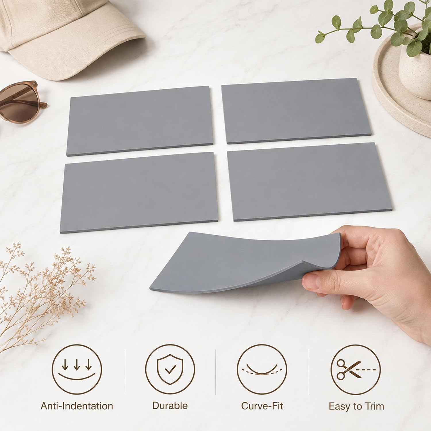 4PCS Silicone Heat Press Cover Pad, 4x8 Inch Heat Press Cover Mat (Grey)