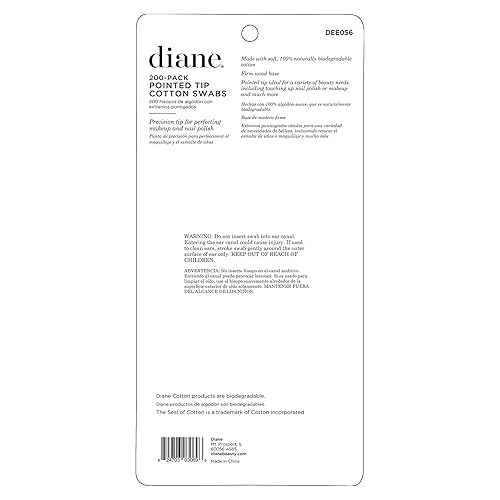 Miniatura 5 de Diane Hisopos de algodón de punta puntiaguda, 200 unidades, paquete de 1  Super suave para pieles sensibles, suave para la cara, aplicador de