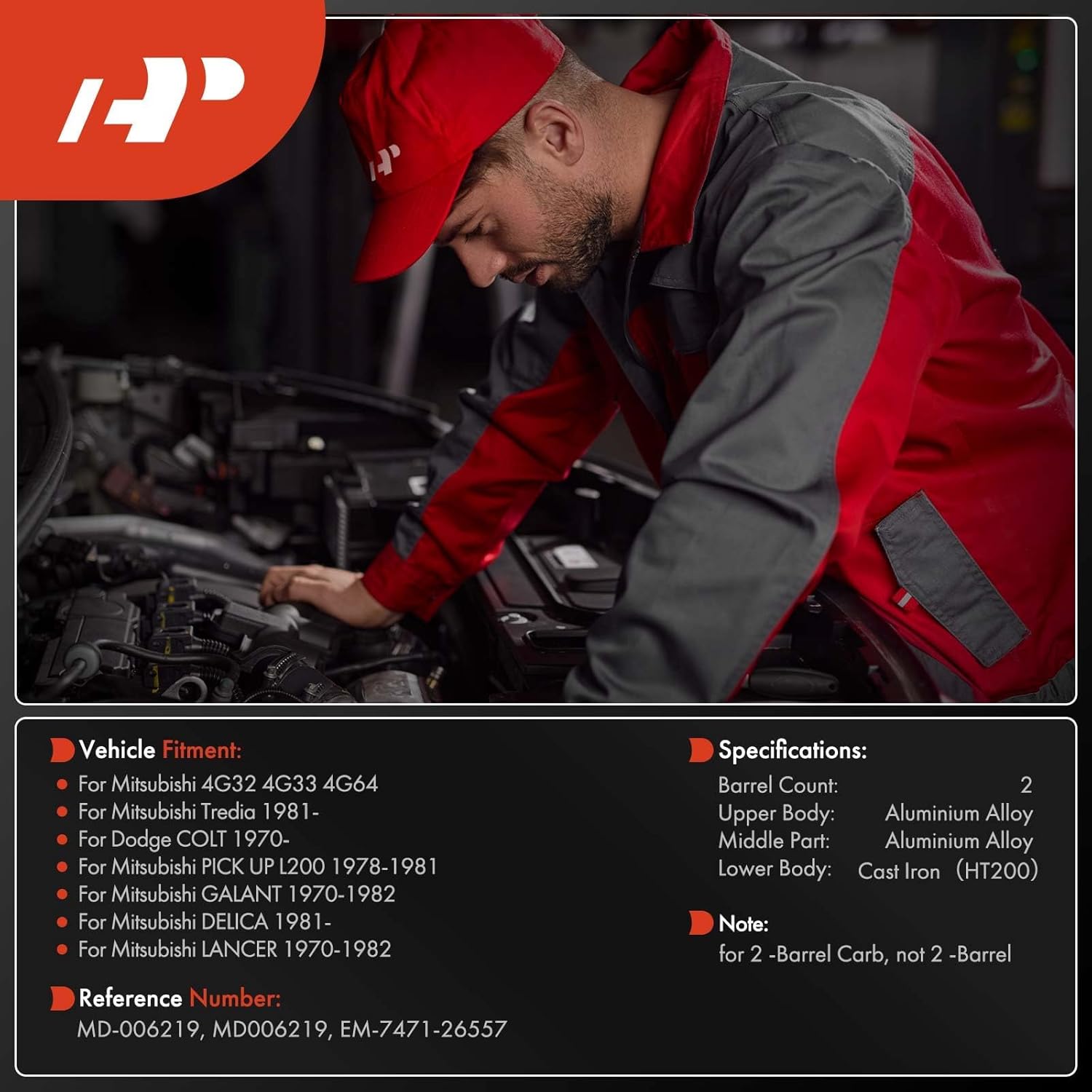 A-Premium 2 Barrel Carburetor Compatible with Mitsubishi Lancer 1970-1982, Galant 1970-1982, Tredia 1981, L200 1978-1981, Delica 1981, 4G32 4G33 4G64 & Dodge colt 1970, Mechanical Choke