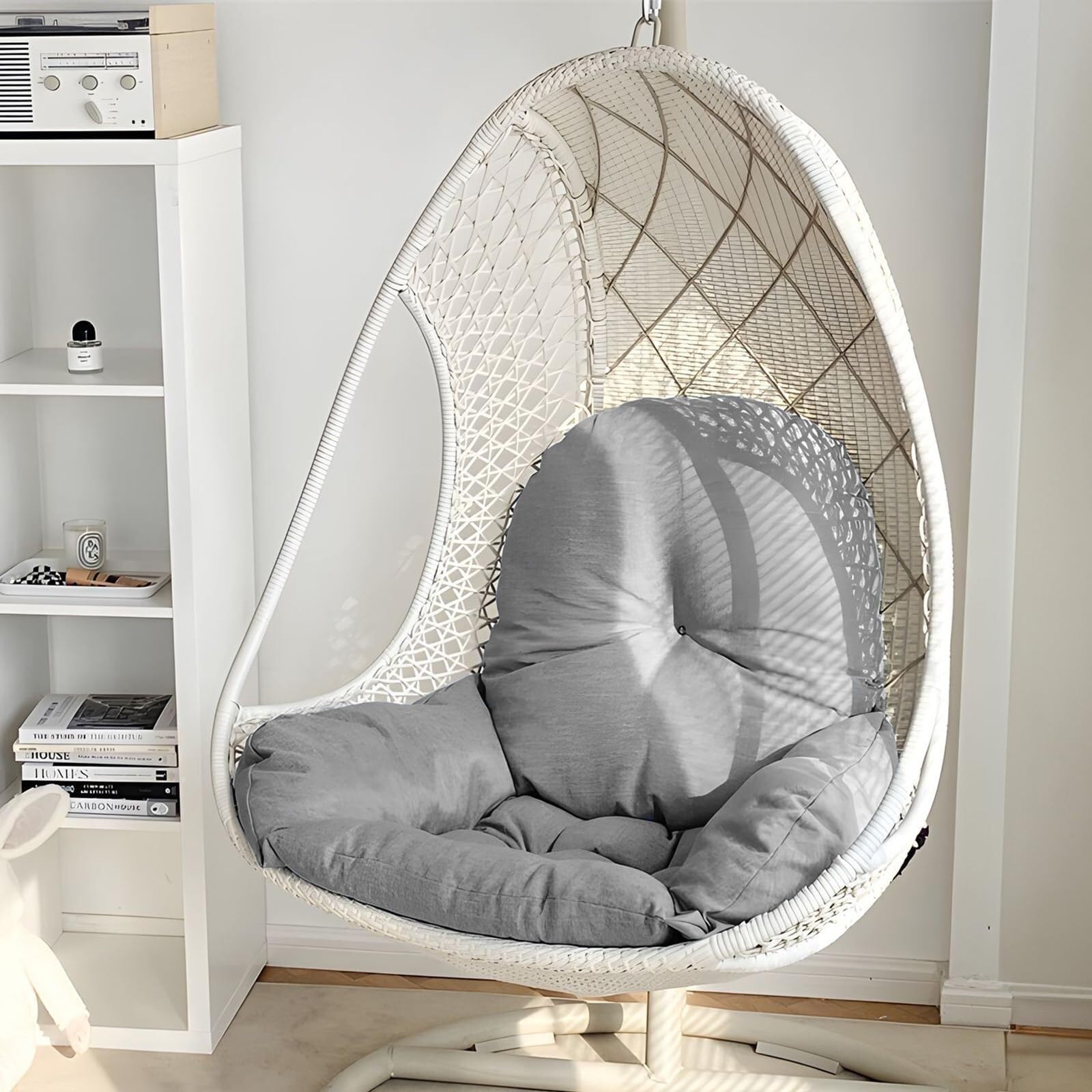 NMVAWIPT Cushion Only- Thick Egg Chairs Cushions Replacement, Thickened Hanging Basket Seat Pad, For Patio Swing Hammock Chair(Light Grey)