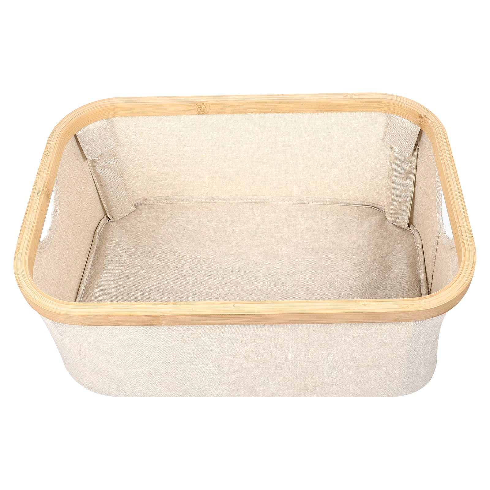 SOLUSTRE Leichter und Praktischer Haushaltswäschekorb aus Stoff und Bambus in Beige Faltbar und Platzsparend für Schlafzimmer und Zuhause