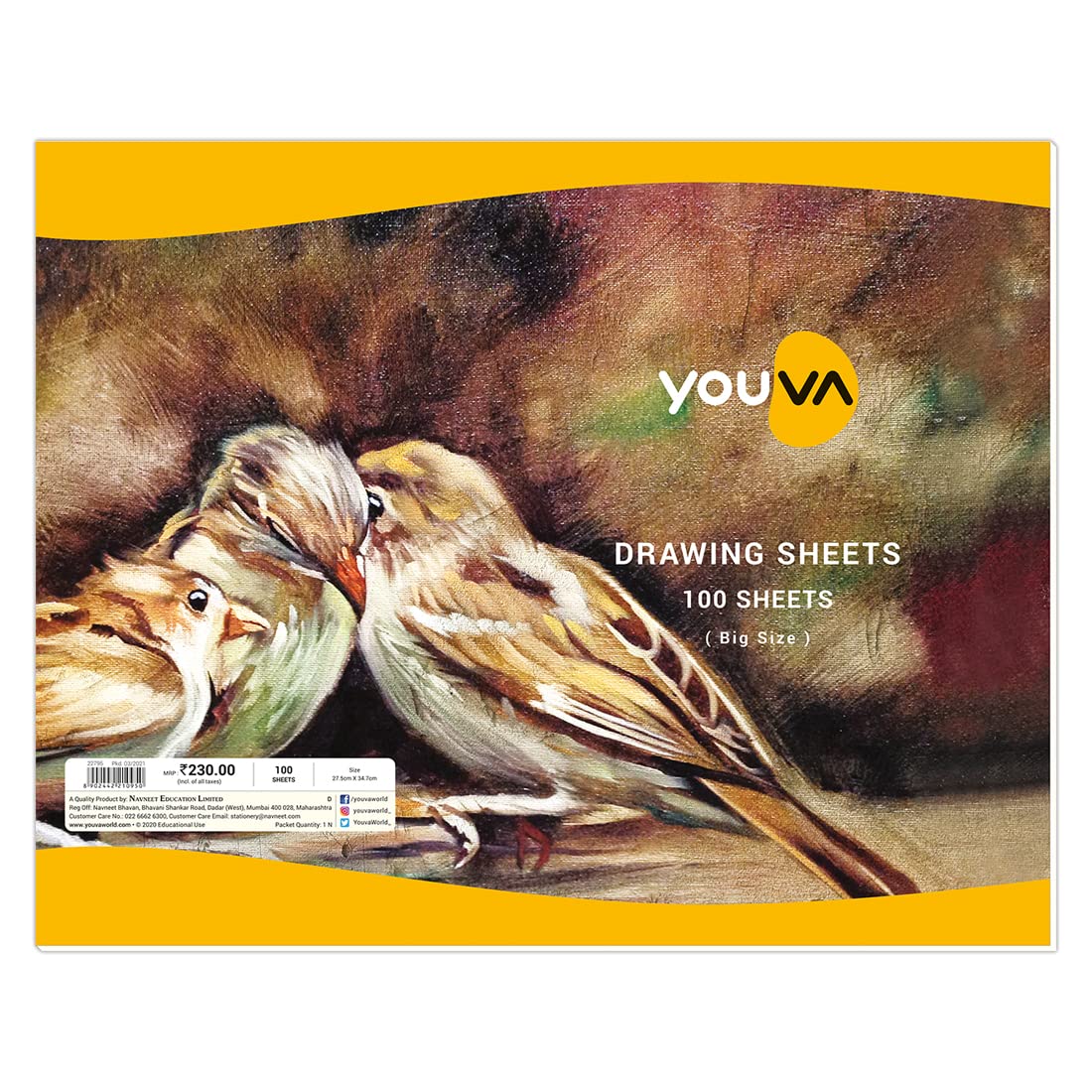 Navneet Youva | Drawing Sheets | Drawing Paper for Students and Budding artists | Big Size 27.5 cm x 34.7 cm | 100 Sheets (B00QRSWQ0G) Amazon Price History, Amazon Price Tracker