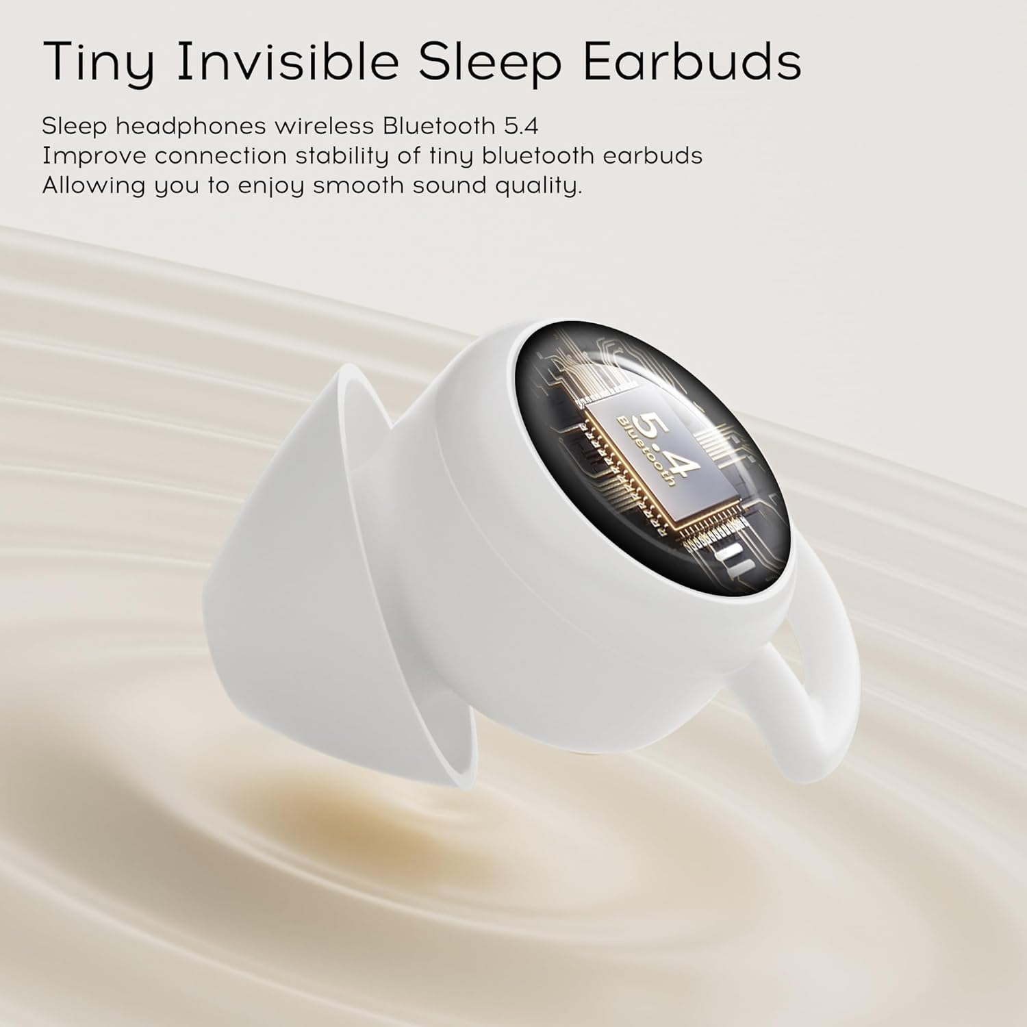 sunvito Sleep Earbuds Bluetooth 6.0, Mini Invisible Silicone Sleep Earbuds for Side Sleepers, Noise Blocking Sleeping Headphones, Hidden Earbuds with LED Display for Small Ears, Sleep & Relax (White)