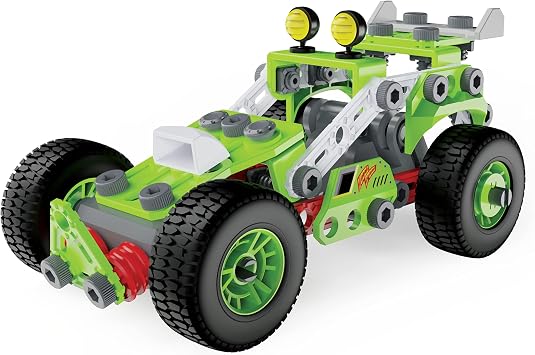 Meccano Junior, 3-in-1 Deluxe Pull-Back Buggy STEAM Model Building Kit, for Kids Aged 5 and Up