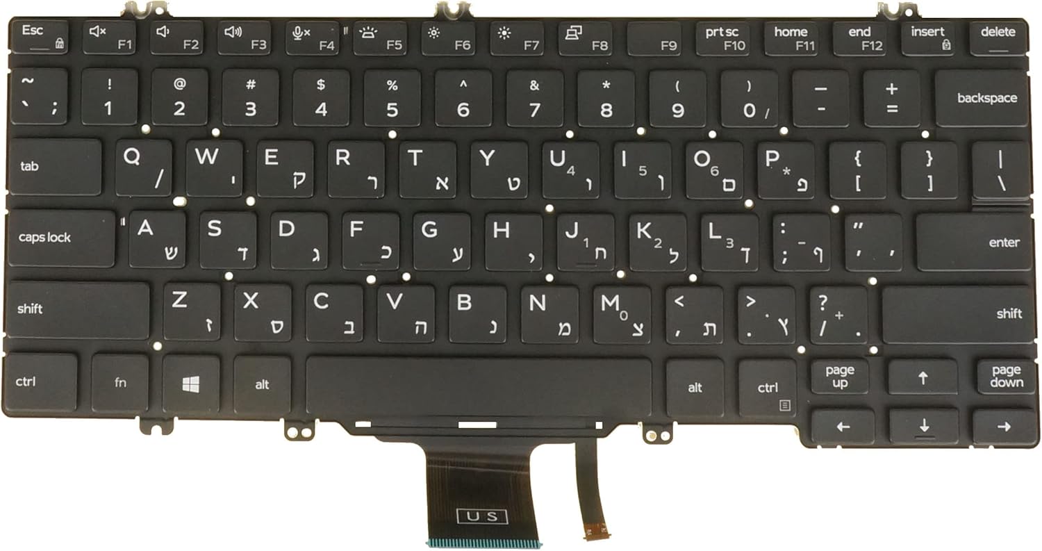 Laptop Replacement Keyboard for Dell Latitude 5300, 5300 2in1, 5310, 5310 2 in 1, 7300, P96G P97G P99G, Backlit, Without Palmrest Cover (HEB Hebrew Layout (מקלדת עברית))