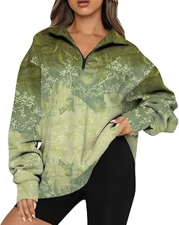 Oversized College Sweatshrit Long Sleeve Windproof Essential Winte Crew Neck Fit Zip Flower Thick Top