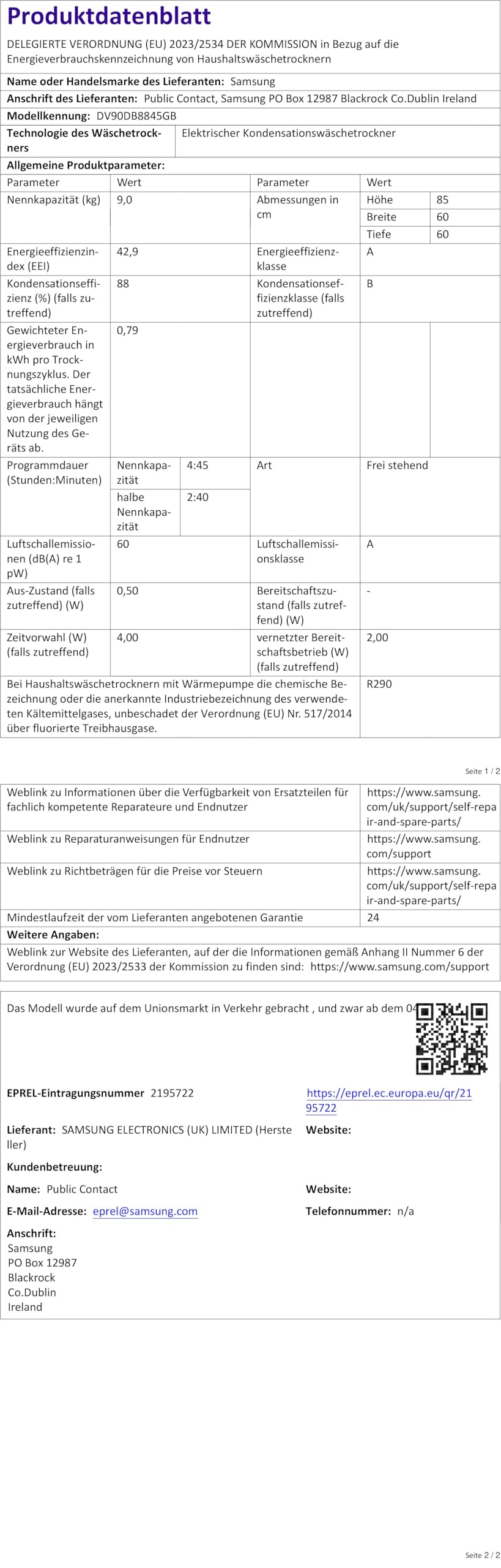 Samsung Bespoke Wäschetrockner AI Silent Dry 9 kg