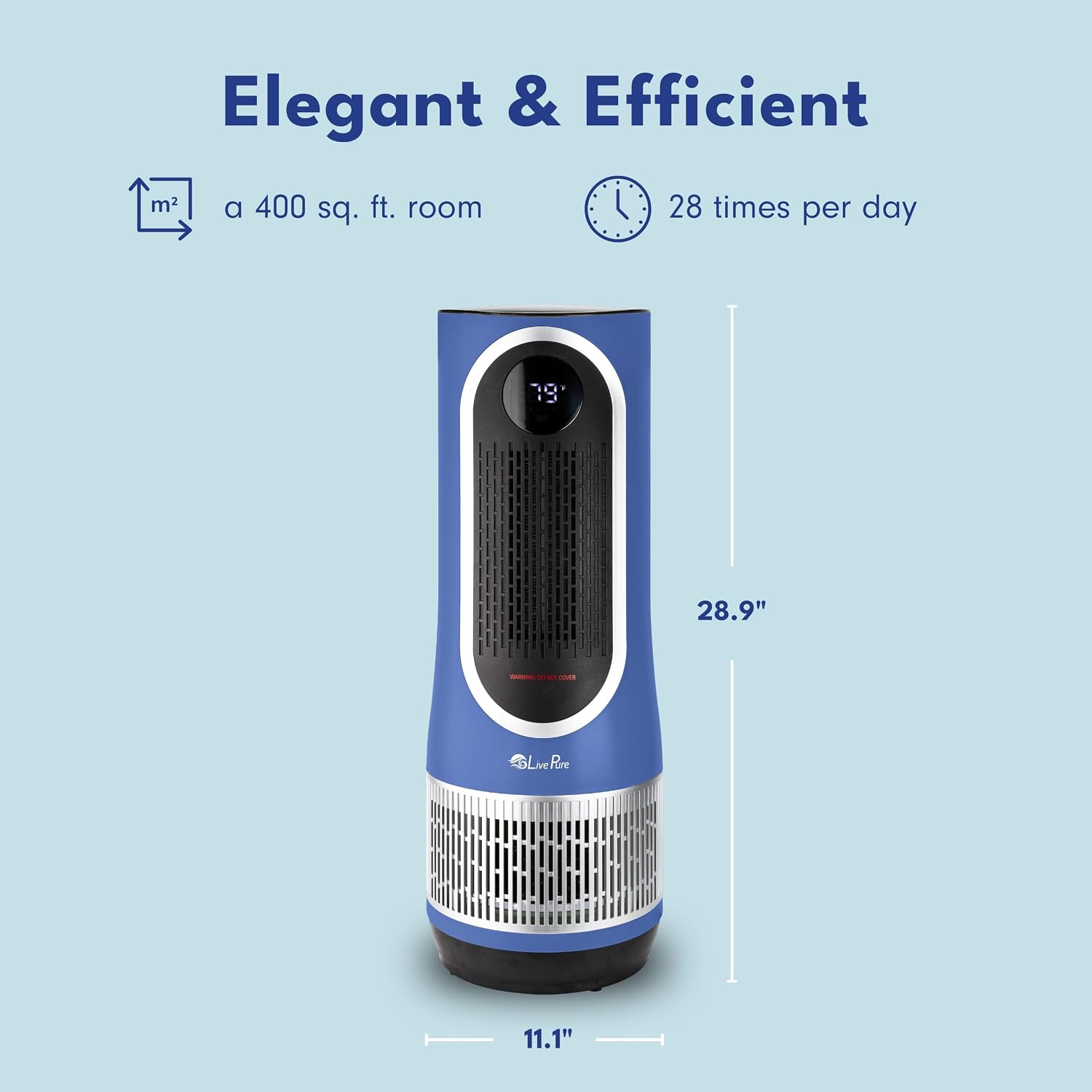 LivePure 3 in 1 Clean Heat Air Purifier/Fan & Heater - HEPA Filtration System, Air Purifier and Heater for Home, Bedroom, and Office. Denim Blue