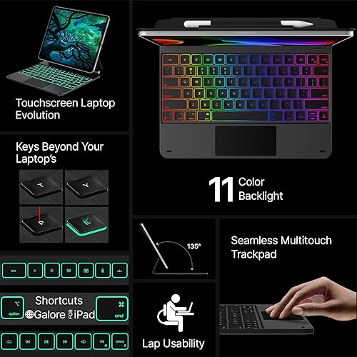 Miniatura 3 de typecase Funda de teclado Edge para iPad Air de 13 pulgadas (M3/M2, 2025/2024) y iPad Pro de 12.9 pulgadas (6ª/5ª/4ª/3ª generación), teclado mágico