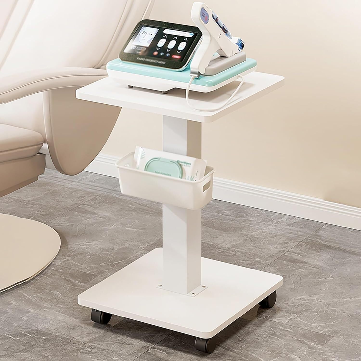 SSDDLZEQ Mobile Salon Station, Salon Rolling Cart Steel Salon Trolley With Wheels And Storage Tray Trolley Cart For Beauty Spa Utility Cart Salon Cart