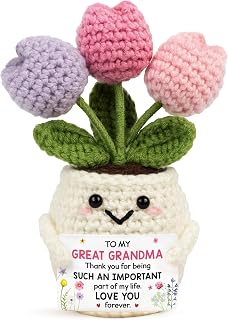 Grandma Gifts from Granddaughter, Grandson, Grandkids, Grandchildren | Christmas, Birthday Gifts for Grandma Grandmother - Inspirational Tulip Flower Crochet