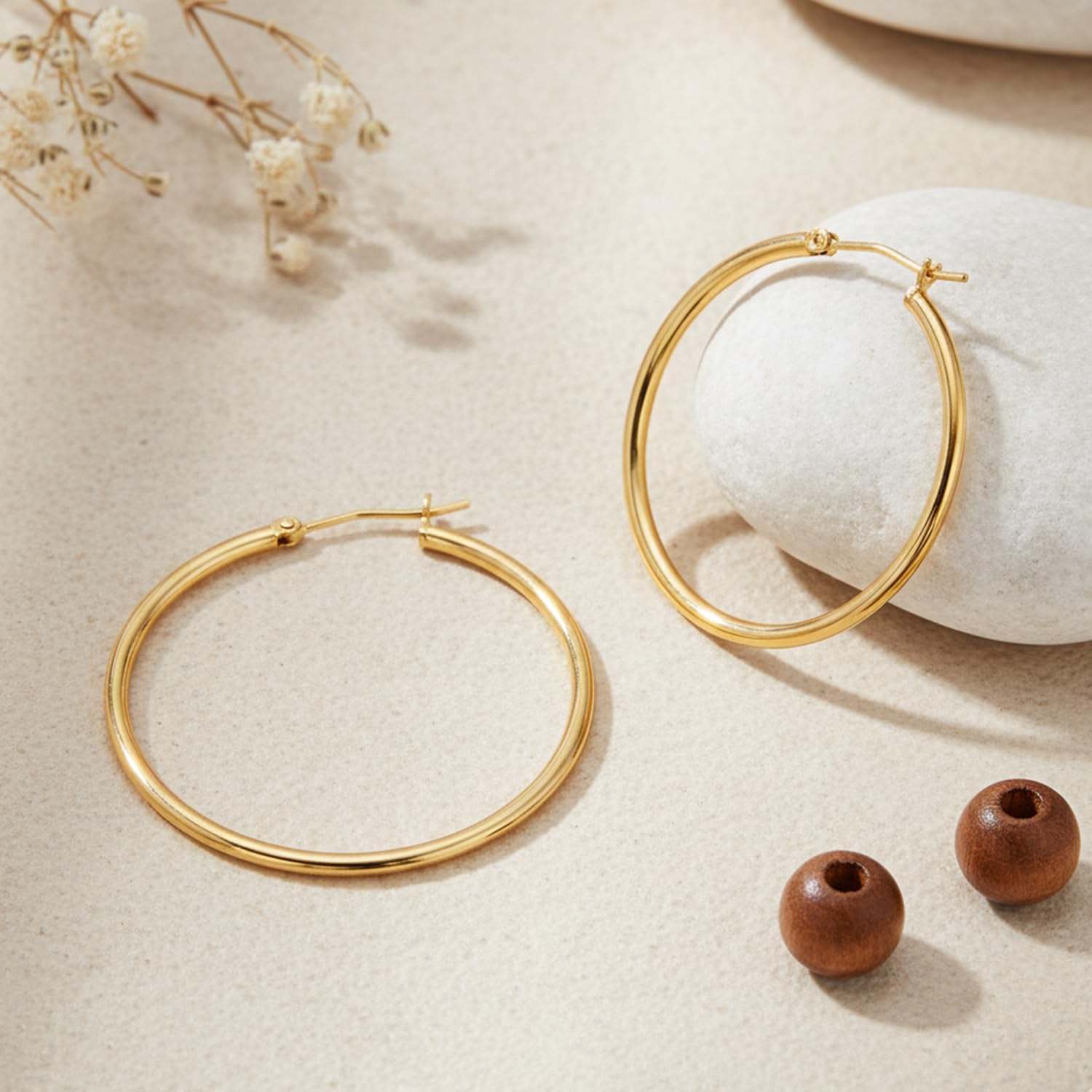 Gold Hoop Earrings for Women 14K Gold Hoop Earrings for Women Hoops Earring for Womens Round Circle Timeless Minimalist Hoops Earring for Womens 20/25/30/35/40/45/50/60/70mm - Image 8