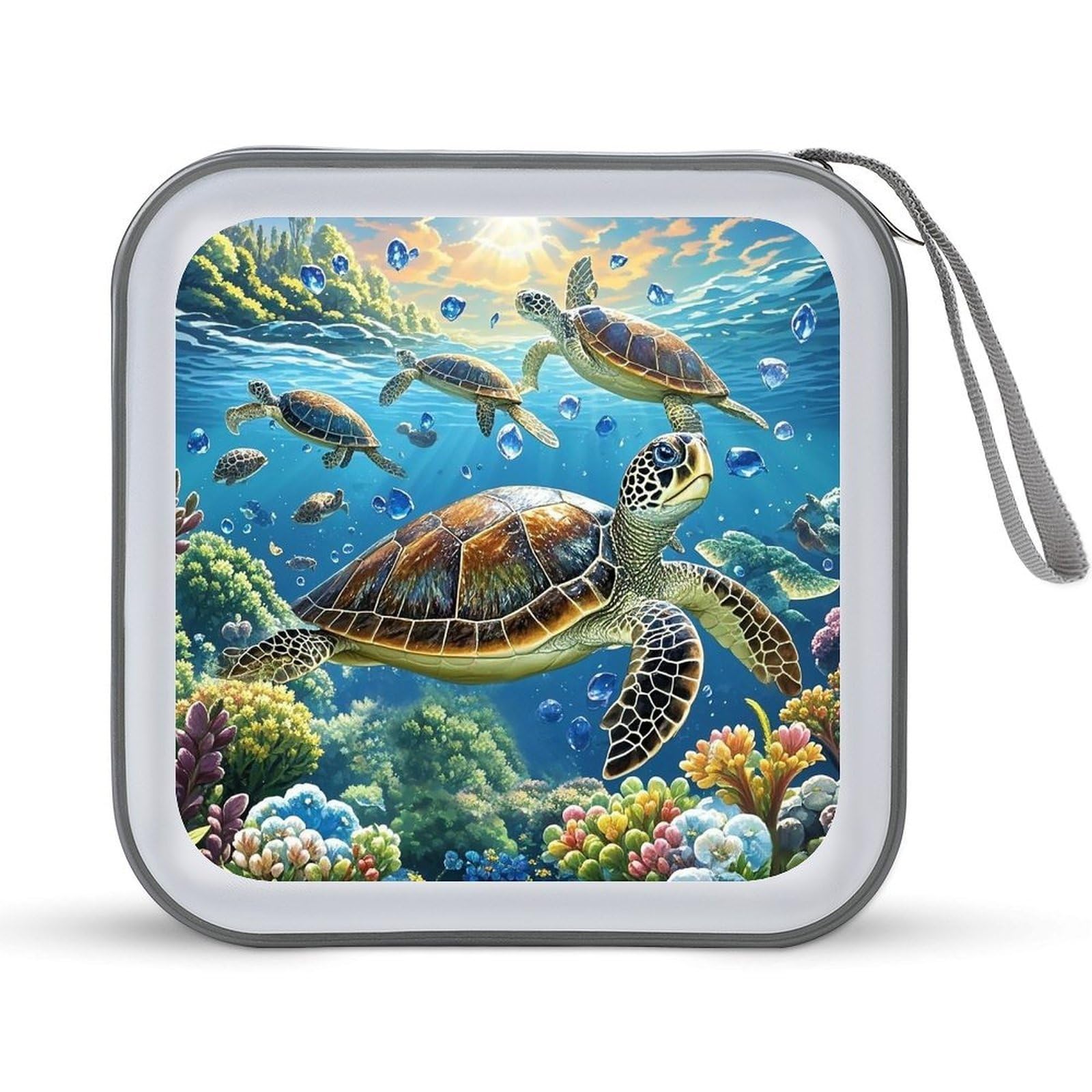 FekiLoot Sea Turtles Diamond Painting CD Case Portable DVD Case Holder Large Storage Disc Wallet Bag 40 Capacity Hard Plastic Disc Cases Storage Binder DVD Case Wallet for Car Home Travel