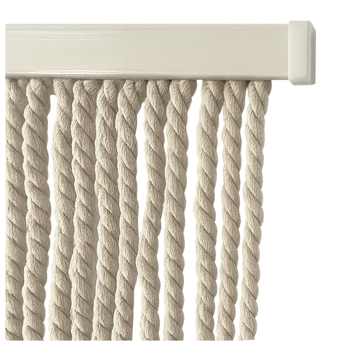 Acomoda Textil – Cortina para Puerta de Algodón 90x200 cm para Terraza, Jardín, Balcón y Patio. Panel con Barra de Madera Interior y Exterior Antimoscas e Insectos de Facil Instalación.