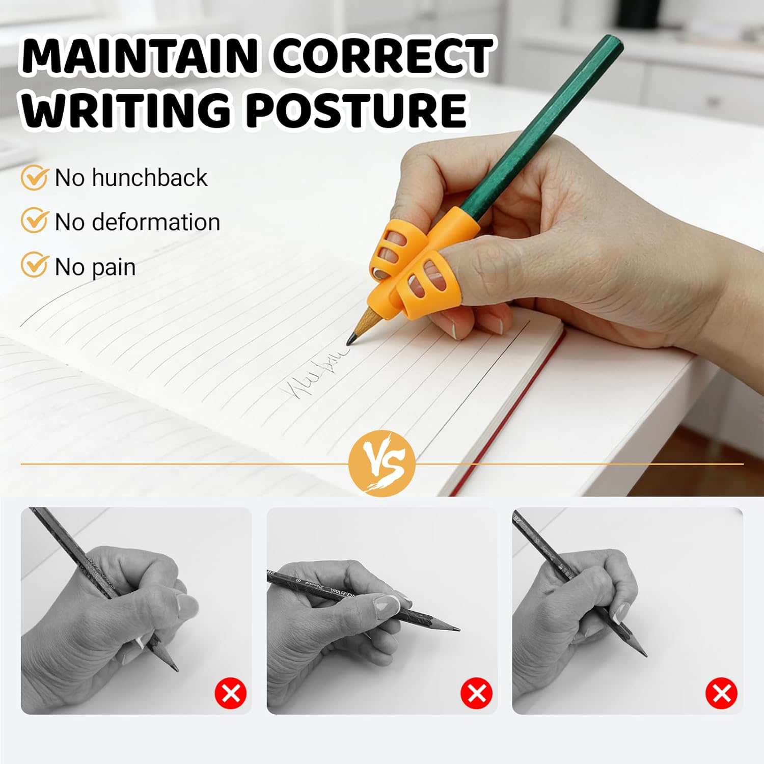 9 Pieces Pencil Grips for Kids - Ergonomic Pen Holders for Handwriting Training, Writing Aid for Toddlers, Preschoolers & Students