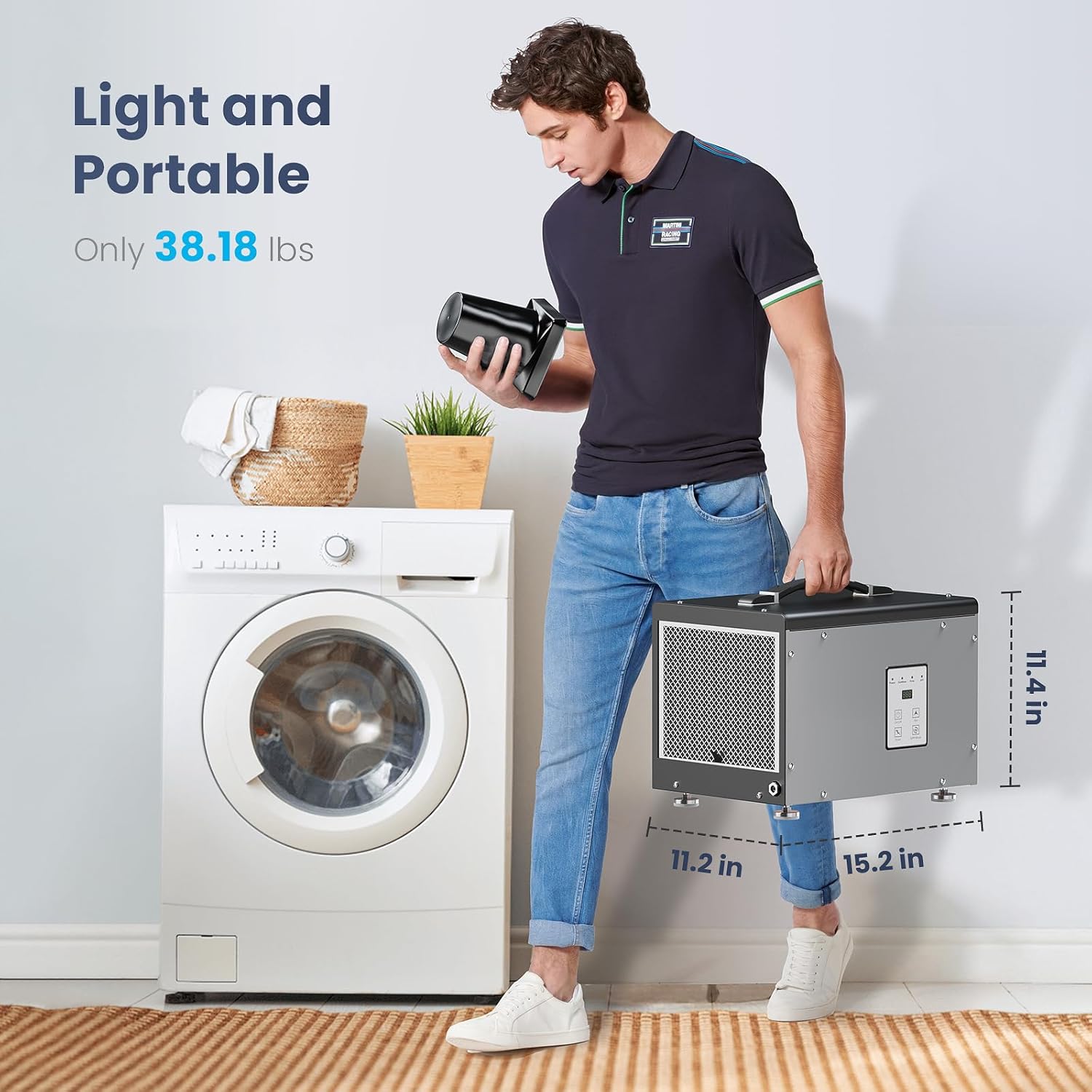 BaseAire Crawlspace Dehumidifier with Pump, Compact Dehumidifiers for Commercial, Basement and Water Damage with Drain Hose, 70 PPD, Auto Defrost, GLGR Technology, Up to 1000 Sq Ft