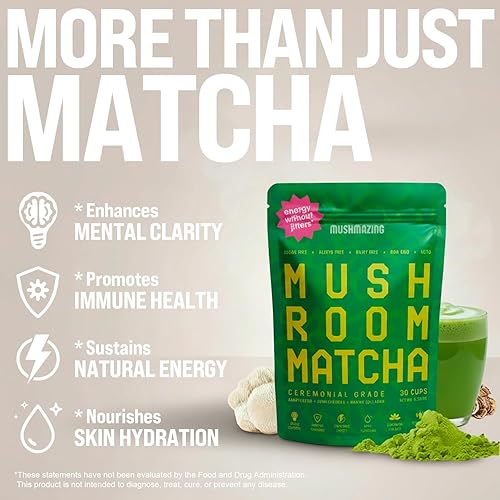 Miniatura 3 de Matcha de hongos + melena de león, ashwagandha, colágeno, enfoque, energía y apoyo inmunológico, mezcla de superalimentos adaptógenos para el ritual
